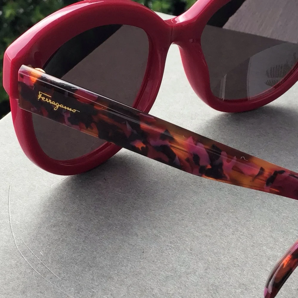 Salvatore Ferragamo Women's Maroon Cateye Sunglasses SF675S 512 with Case